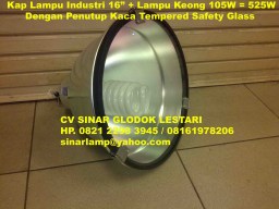 Kap Lampu Industri 105W Cover Kaca Tempered Safety Glass